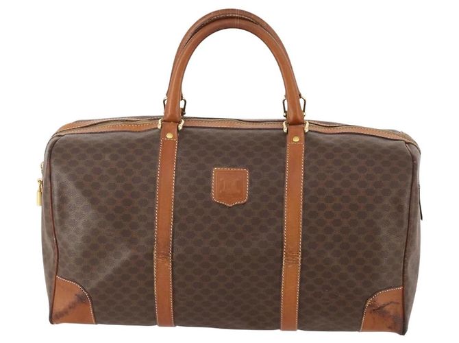 Céline Borsa Boston in tela Macadam CELINE in pelle PVC marrone e oro Auth YKZ215 D'oro - vista 2