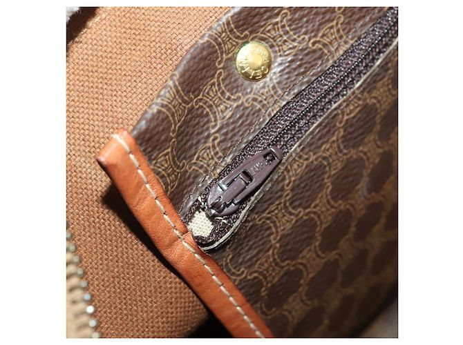 Céline Borsa Boston in tela Macadam CELINE in pelle PVC marrone e oro Auth YKZ215 D'oro - vista 23