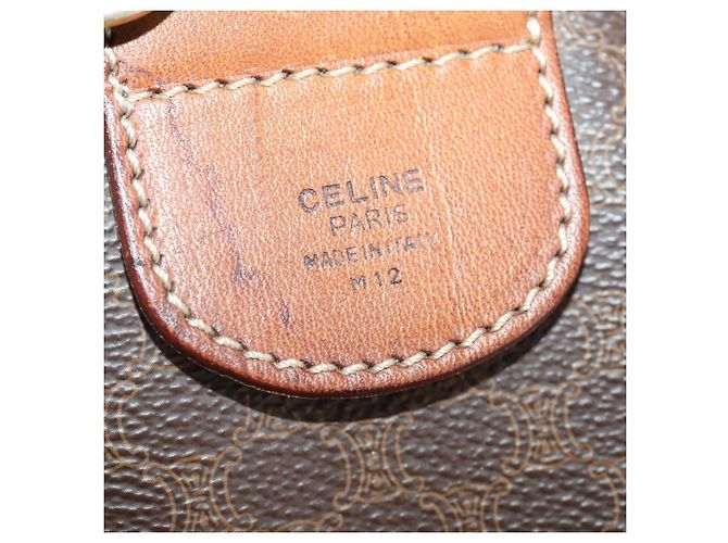 Céline Borsa Boston in tela Macadam CELINE in pelle PVC marrone e oro Auth YKZ215 D'oro - vista 25