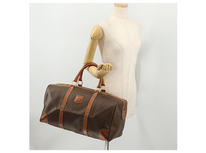 Céline Borsa Boston in tela Macadam CELINE in pelle PVC marrone e oro Auth YKZ215 D'oro - vista 27