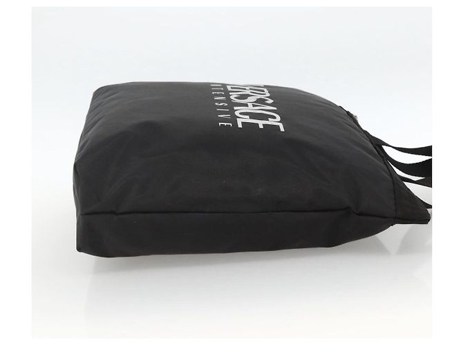 Borsa Tote VERSACE in Nylon Nero Argento Auth ka3538 - vista 4