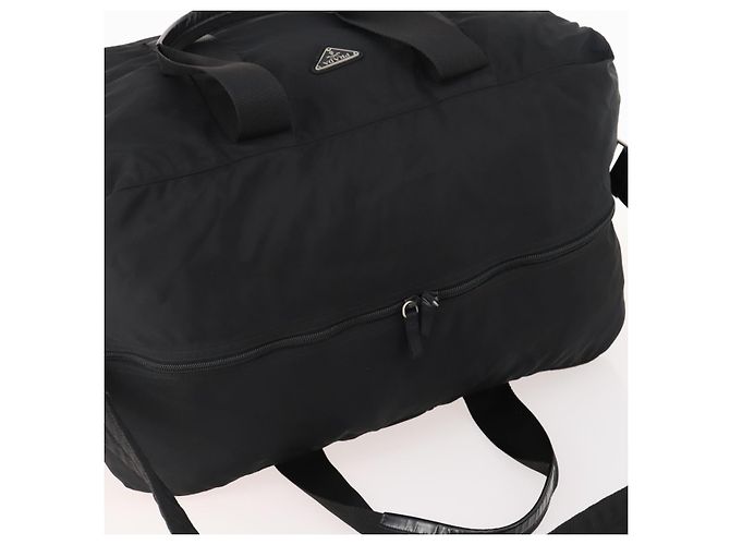 PRADA Boston Bag Nylon 2way Black Silver Auth YKZ057 Silvery - view 6
