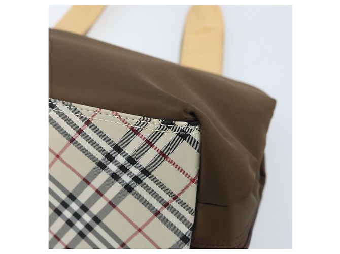 Borsa a mano BURBERRY in nylon marrone argento autentica mr2204 - vista 12