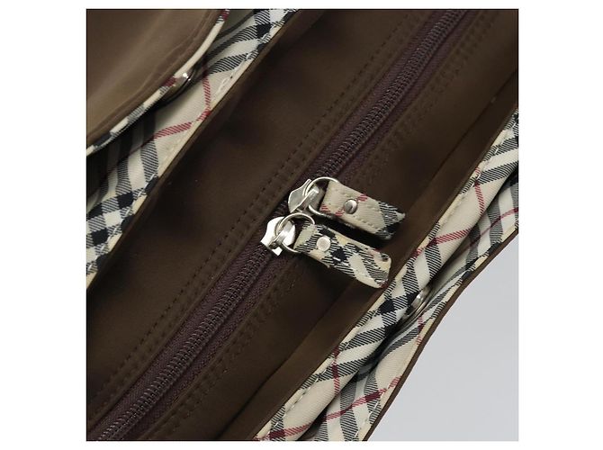 Borsa a mano BURBERRY in nylon marrone argento autentica mr2204 - vista 14