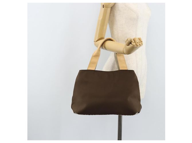 Borsa a mano BURBERRY in nylon marrone argento autentica mr2204 - vista 22