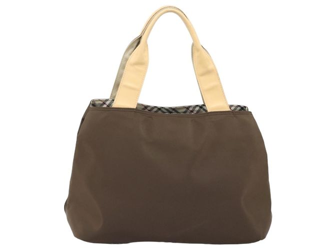Borsa a mano BURBERRY in nylon marrone argento autentica mr2204 - vista 3