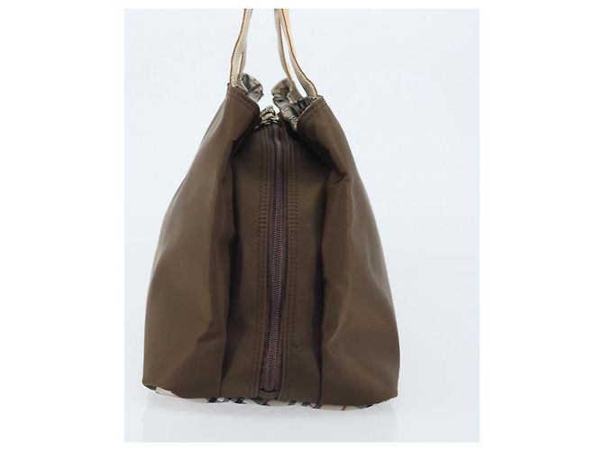 Borsa a mano BURBERRY in nylon marrone argento autentica mr2204 - vista 5