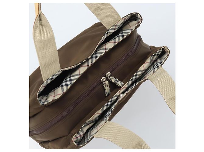 Borsa a mano BURBERRY in nylon marrone argento autentica mr2204 - vista 6