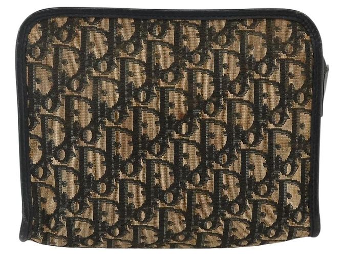 Pochette in tela Trotter Christian Dior Blu Navy Argento Auth bs34339 - vista 2