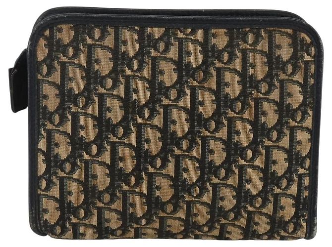 Pochette in tela Trotter Christian Dior Blu Navy Argento Auth bs34339 - vista 3