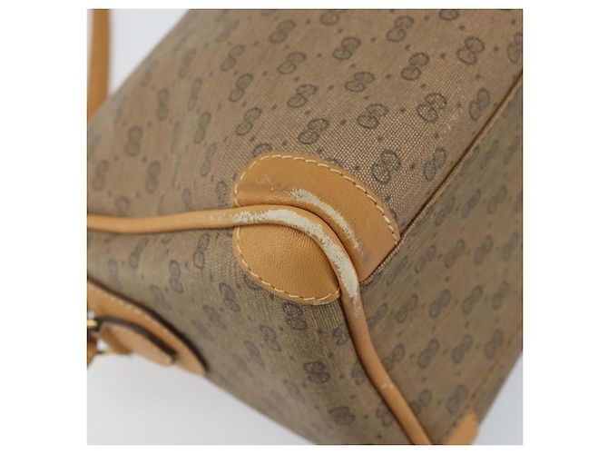 Gucci Borsa a Spalla Micro GG Supreme PVC Beige Oro Auth ka3521 D'oro - vista 11