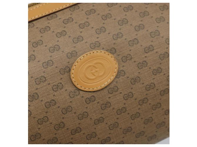 Gucci Borsa a Spalla Micro GG Supreme PVC Beige Oro Auth ka3521 D'oro - vista 14