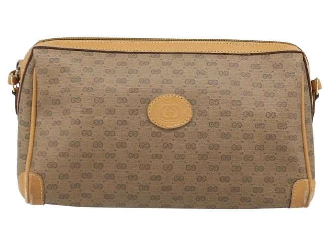 Gucci Borsa a Spalla Micro GG Supreme PVC Beige Oro Auth ka3521 D'oro - vista 2
