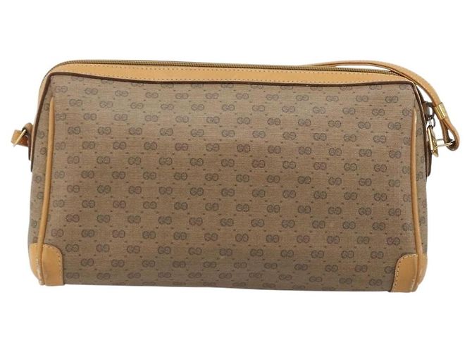 Gucci Borsa a Spalla Micro GG Supreme PVC Beige Oro Auth ka3521 D'oro - vista 3