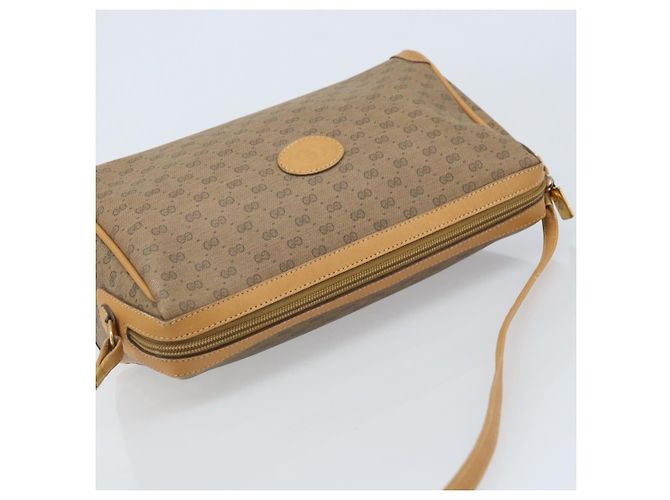 Gucci Borsa a Spalla Micro GG Supreme PVC Beige Oro Auth ka3521 D'oro - vista 6