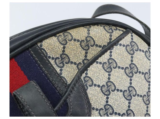 Borsa a Spalla Gucci GG Supreme Sherry Line PVC Blu Navy Oro Auth BAZ417 D'oro - vista 14