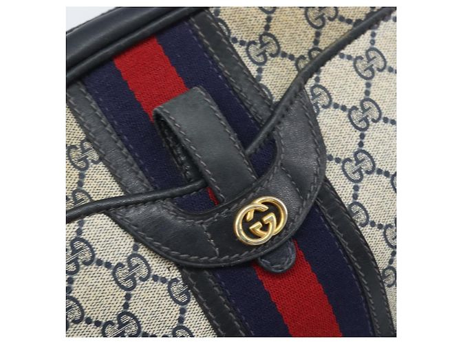 Borsa a Spalla Gucci GG Supreme Sherry Line PVC Blu Navy Oro Auth BAZ417 D'oro - vista 15