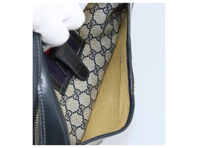 Borsa a Spalla Gucci GG Supreme Sherry Line PVC Blu Navy Oro Auth BAZ417 D'oro - vista 23