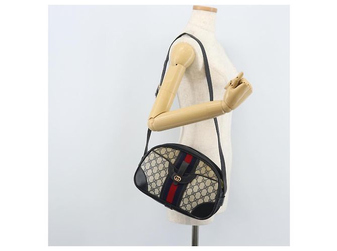 Borsa a Spalla Gucci GG Supreme Sherry Line PVC Blu Navy Oro Auth BAZ417 D'oro - vista 25
