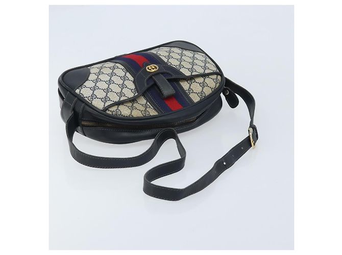 Borsa a Spalla Gucci GG Supreme Sherry Line PVC Blu Navy Oro Auth BAZ417 D'oro - vista 7