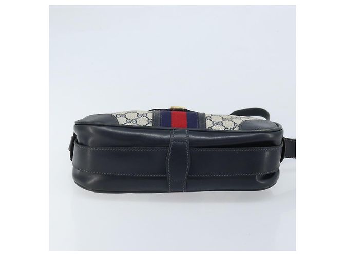 Borsa a Spalla Gucci GG Supreme Sherry Line PVC Blu Navy Oro Auth BAZ417 D'oro - vista 9