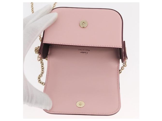 Borsa a spalla a catena Cartier in pelle rosa e oro Auth 167176SM D'oro - vista 15