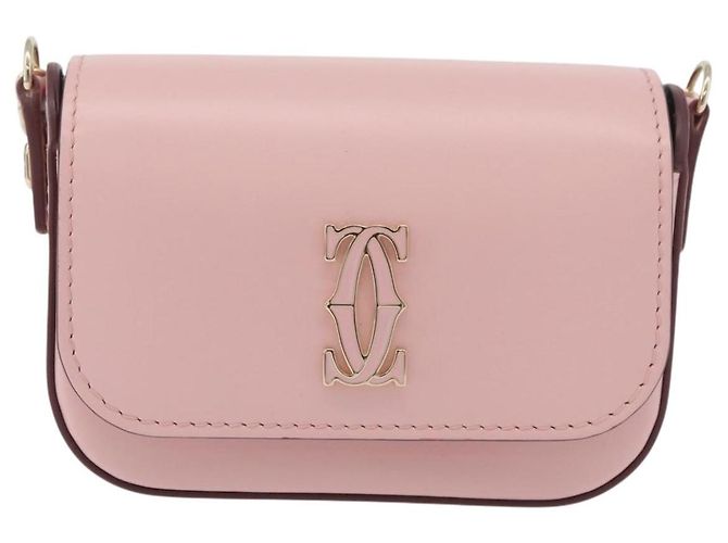 Borsa a spalla a catena Cartier in pelle rosa e oro Auth 167176SM D'oro - vista 2
