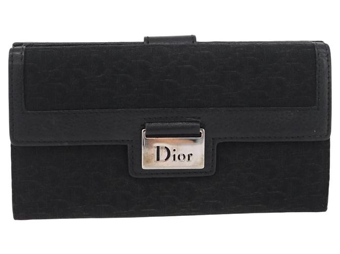 Christian Dior Trotter Canvas Lange Geldbörse Schwarz Silber Auth YKZ413A - Ansicht 2