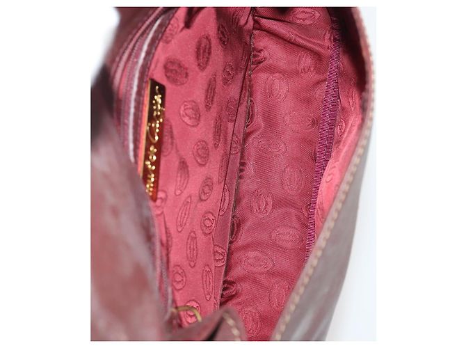 CARTIER Borsa a Spalla Must Line Pelle 2 Set Bordeaux Oro Auth BA11844 D'oro Bordò - vista 17
