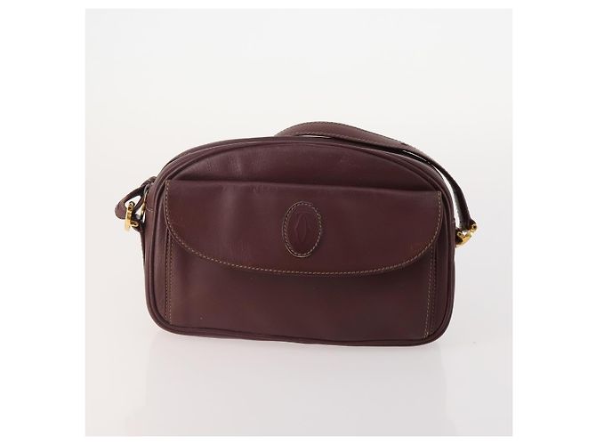 CARTIER Borsa a Spalla Must Line Pelle 2 Set Bordeaux Oro Auth BA11844 D'oro Bordò - vista 2