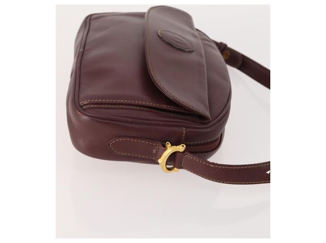 CARTIER Borsa a Spalla Must Line Pelle 2 Set Bordeaux Oro Auth BA11844 D'oro Bordò - vista 4
