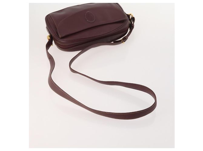 CARTIER Borsa a Spalla Must Line Pelle 2 Set Bordeaux Oro Auth BA11844 D'oro Bordò - vista 5