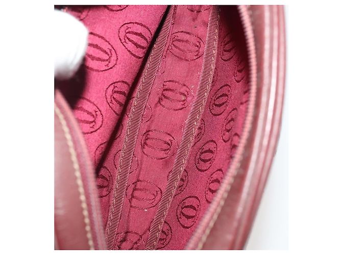 CARTIER Borsa a Spalla Must Line Pelle 2 Set Bordeaux Oro Auth BA11844 D'oro Bordò - vista 9