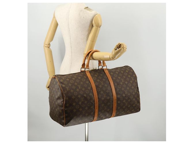 LOUIS VUITTON Borsa Boston Monogram Keepall 55 M41424 LV Auth am10942 Monogramma - vista 23