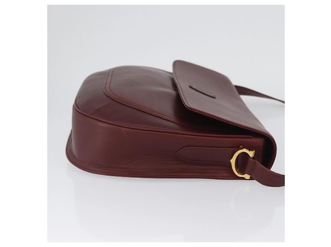 CARTIER Must Line Borsa a Spalla Pelle Bordeaux Oro Auth 174487 D'oro Bordò - vista 4