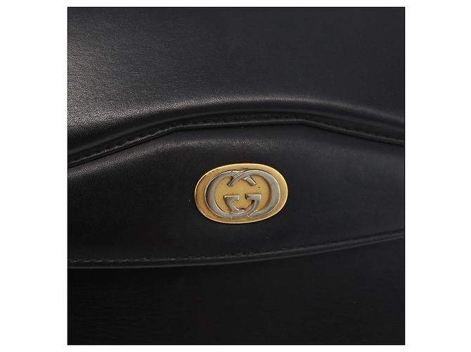Bolsa de Ombro de Couro Preta e Dourada GUCCI 004 406 0105 Auth YKZ363 Preto Dourado - vista 12