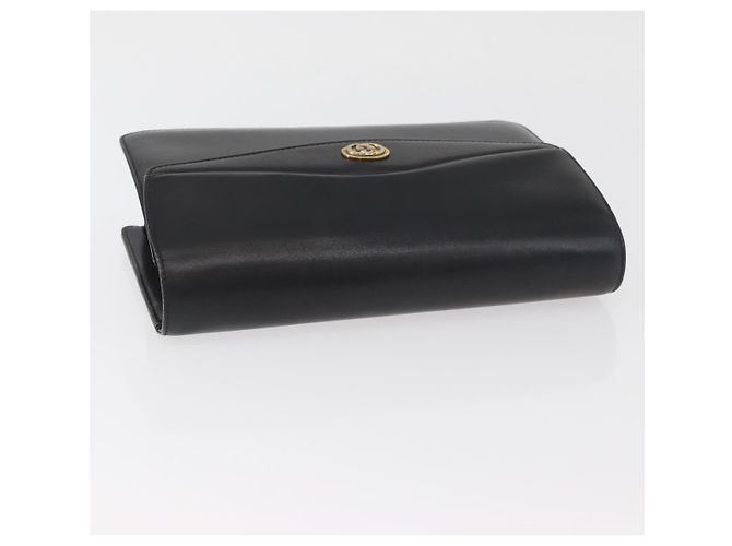 Bolsa de Ombro de Couro Preta e Dourada GUCCI 004 406 0105 Auth YKZ363 Preto Dourado - vista 6