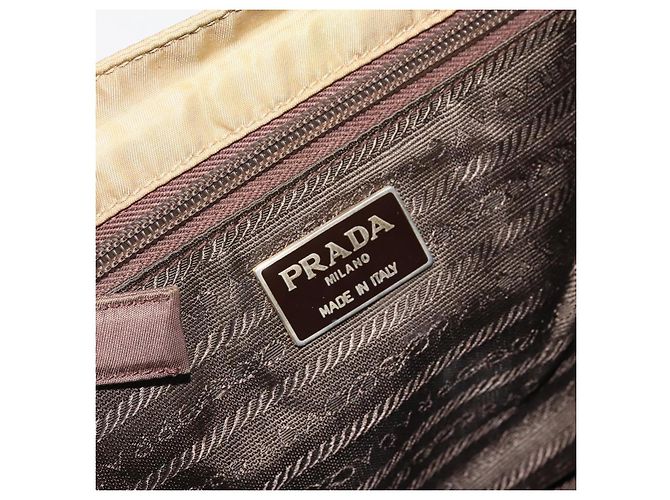 PRADA Borsa a mano in nylon beige oro Auth bs34269 D'oro - vista 16