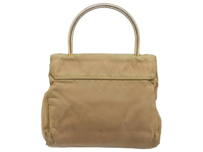 PRADA Borsa a mano in nylon beige oro Auth bs34269 D'oro - vista 3