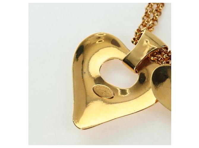 Collana a forma di cuore CHANEL metallo dorato CC Auth YKZ408M - vista 10