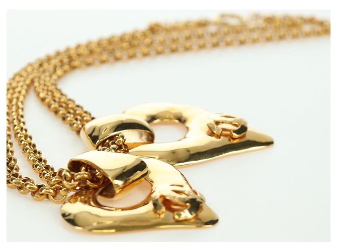 Collana a forma di cuore CHANEL metallo dorato CC Auth YKZ408M - vista 14