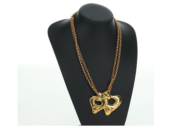 Collana a forma di cuore CHANEL metallo dorato CC Auth YKZ408M - vista 18