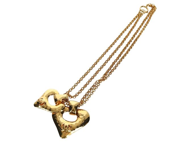 Collana a forma di cuore CHANEL metallo dorato CC Auth YKZ408M - vista 2