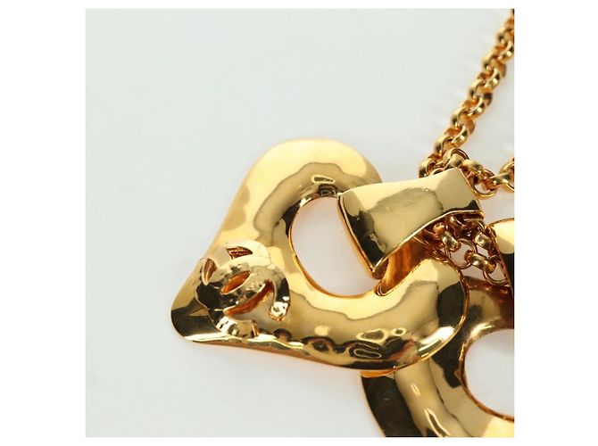 Collana a forma di cuore CHANEL metallo dorato CC Auth YKZ408M - vista 3