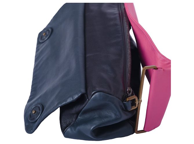 Borsa a spalla in pelle nappa nera e rosa Prada Fuschia - vista 11