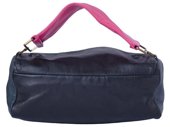 Borsa a spalla in pelle nappa nera e rosa Prada Fuschia - vista 3