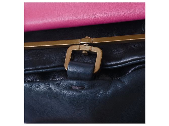 Borsa a spalla in pelle nappa nera e rosa Prada Fuschia - vista 5