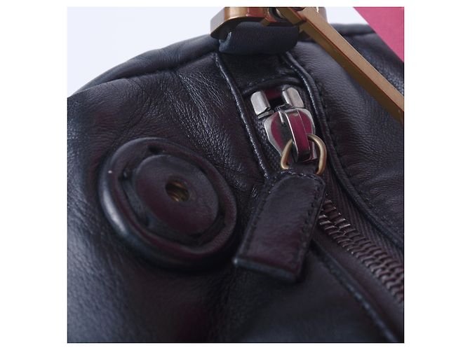 Borsa a spalla in pelle nappa nera e rosa Prada Fuschia - vista 7