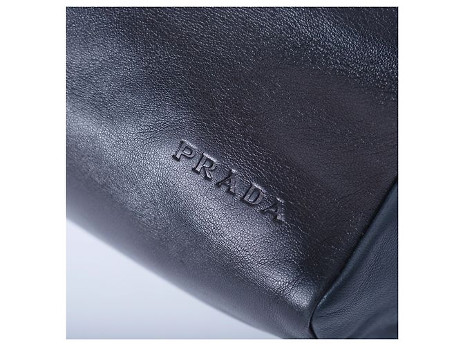Borsa a spalla in pelle nappa nera e rosa Prada Fuschia - vista 9