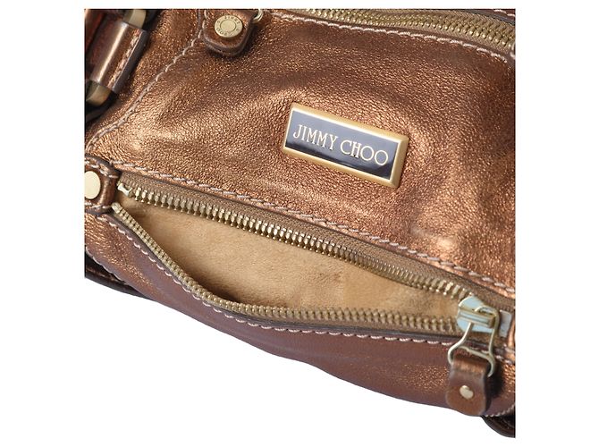 Borsa Mahala in pelle metallica marrone Jimmy Choo - vista 11